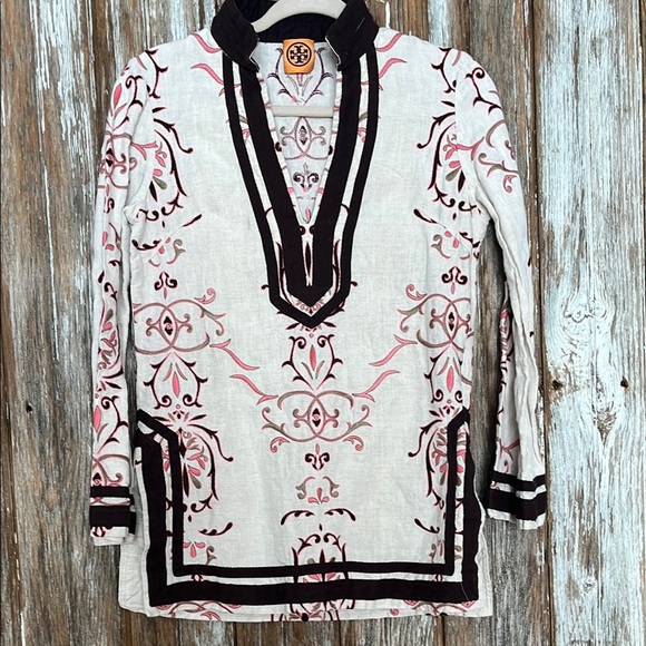 Tory Burch Embroidered Tunic - Black and Pink - Picture 1 of 8